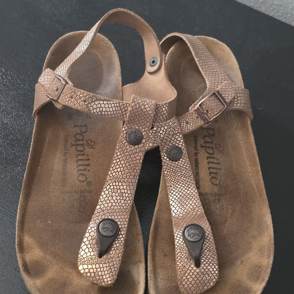 Papillio Brown Sandals with Cork Footbed and Adjustable Straps